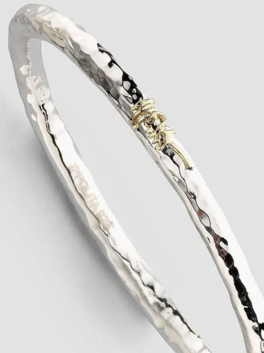 $650 Ippolita Classico Super Thick Sterling Silver Hammered Signature Bangle 7.5